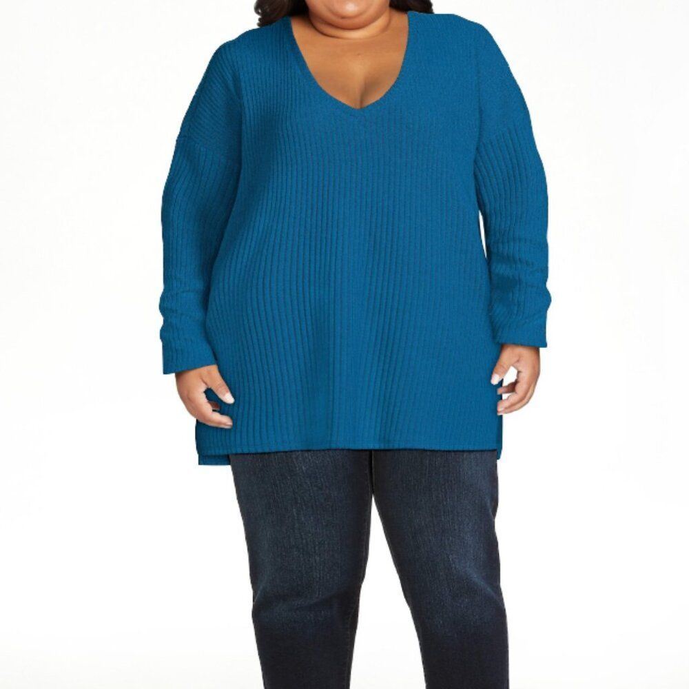 Time and Tru Women's Ribbed Tunic Top in Teal Star Size XXXL (22)